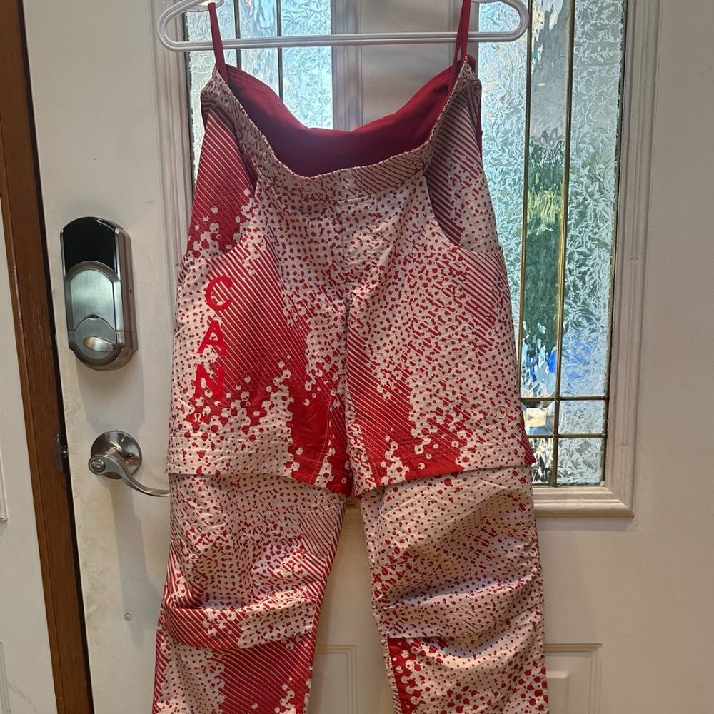 Lululemon Team Canada Snow Bib Pants Red White Size L Rare